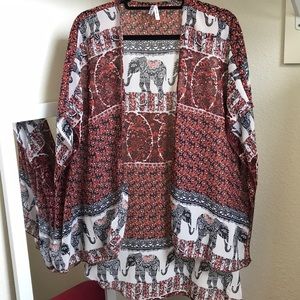 Indie kimono cover up with elephants